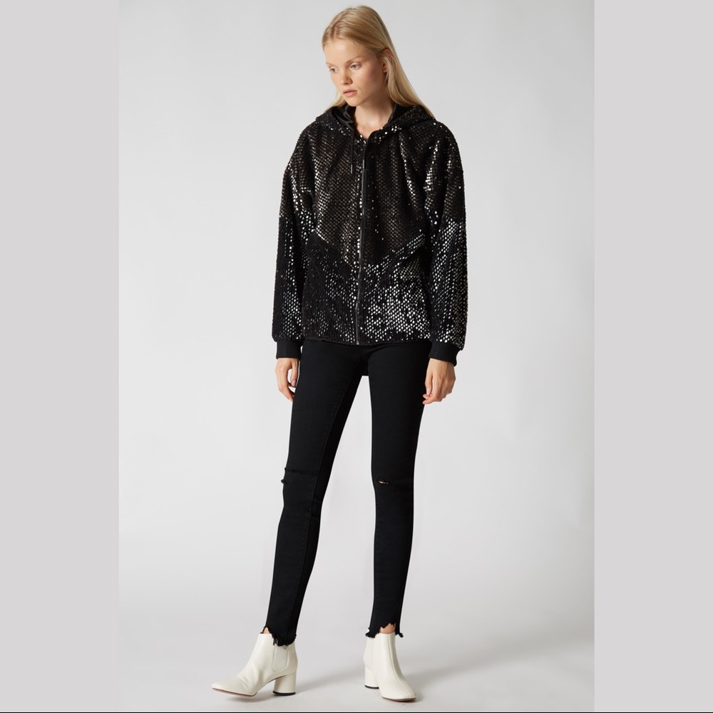 BLANKNYC Denim $148 Silver Studded Sequin Bomber - Picture 6 of 12